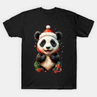 Cute Christmas Panda with Gifts T-Shirt